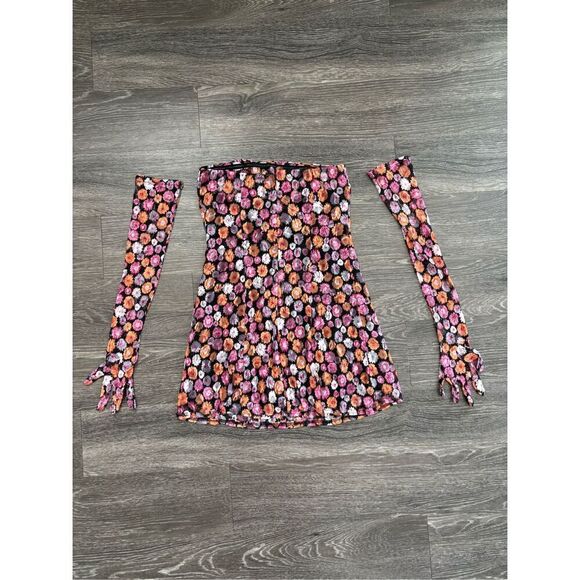 NWOT Miscreants London Cupid Mini Floral Dress With Gloves Size UK 12 US 8 - Picture 6 of 6